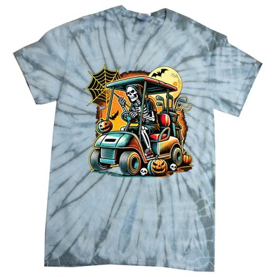 Halloween Skeleton Golf Cart Tie-Dye T-Shirt