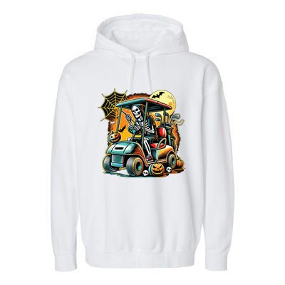 Halloween Skeleton Golf Cart Garment-Dyed Fleece Hoodie