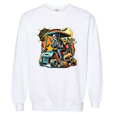 Halloween Skeleton Golf Cart Garment-Dyed Sweatshirt