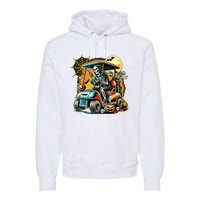 Halloween Skeleton Golf Cart Premium Hoodie