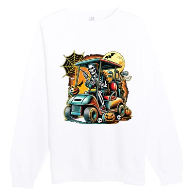 Halloween Skeleton Golf Cart Premium Crewneck Sweatshirt