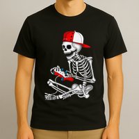 Halloween Skeleton Gamer Video Gaming Gift T-Shirt