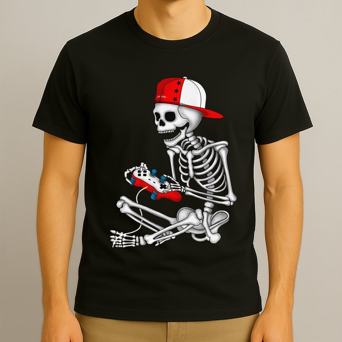 Halloween Skeleton Gamer Video Gaming Gift T-Shirt