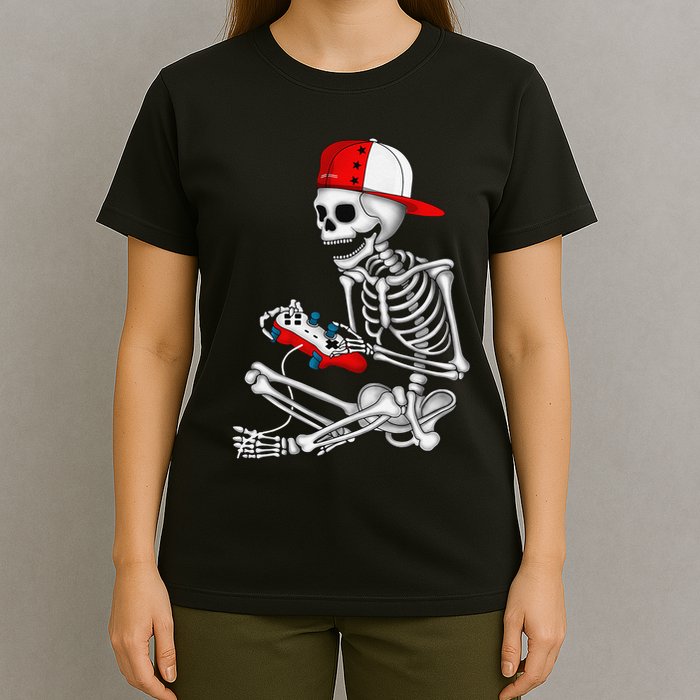 Halloween Skeleton Gamer Video Gaming Gift T-Shirt