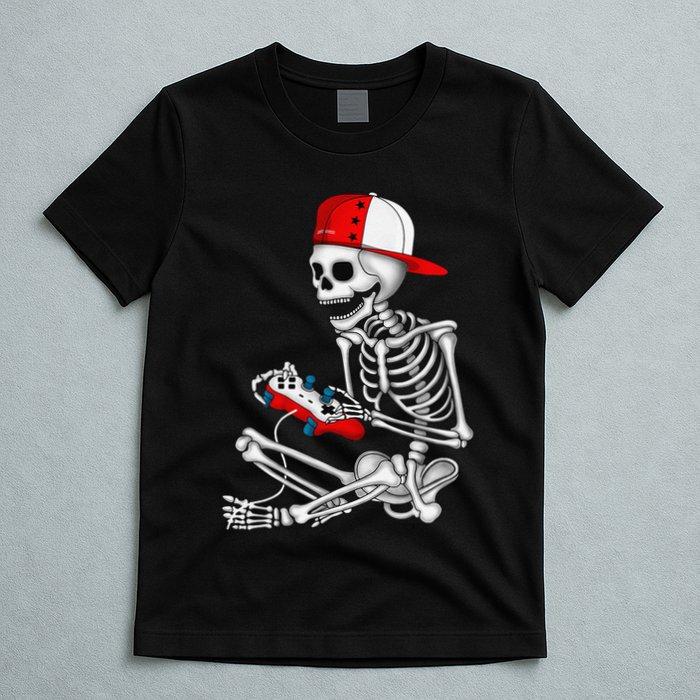 Halloween Skeleton Gamer Video Gaming Gift T-Shirt