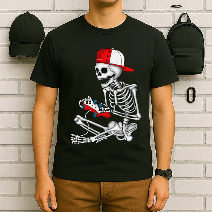 Halloween Skeleton Gamer Video Gaming Gift T-Shirt