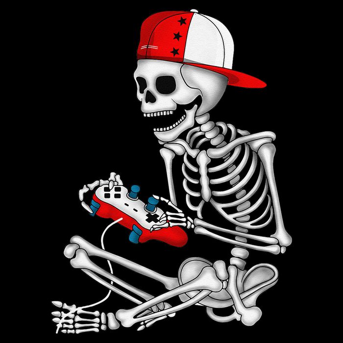 Halloween Skeleton Gamer Video Gaming Gift T-Shirt