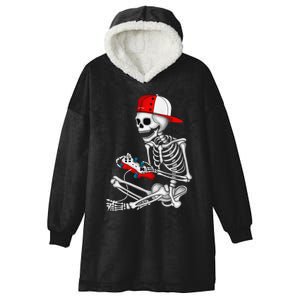 Halloween Skeleton Gamer Video Gaming Gift Hooded Wearable Blanket