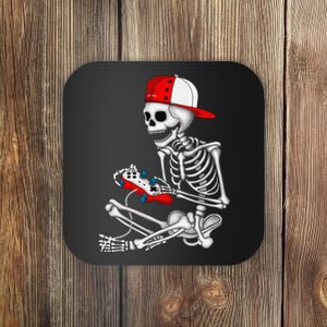 Halloween Skeleton Gamer Video Gaming Gift Coaster