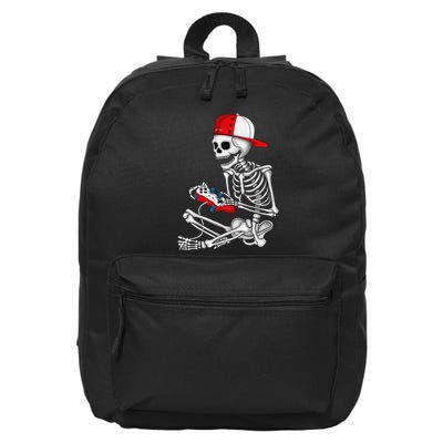 Halloween Skeleton Gamer Video Gaming Gift 16 in Basic Backpack