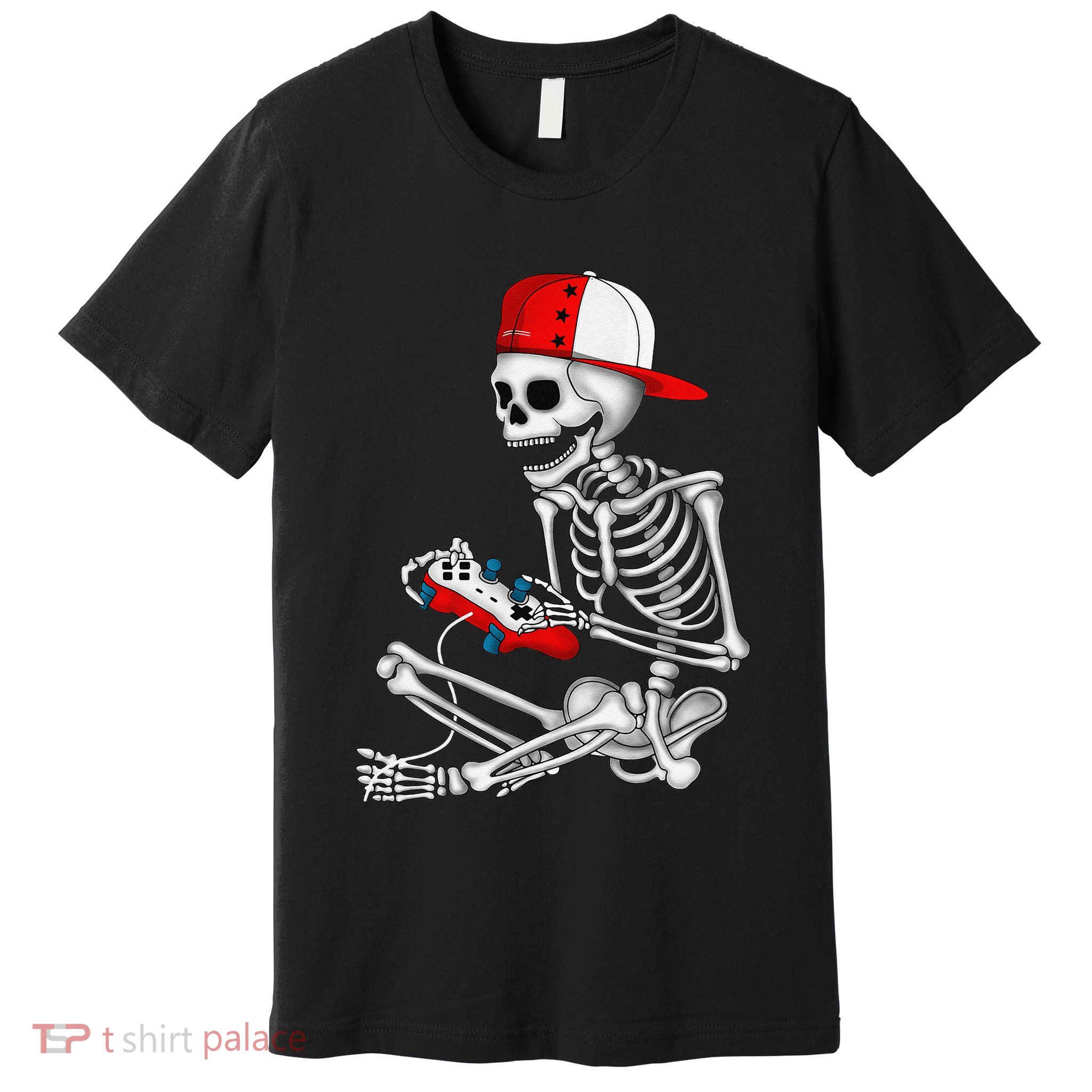 Halloween Skeleton Gamer Video Gaming Gift Premium T-Shirt