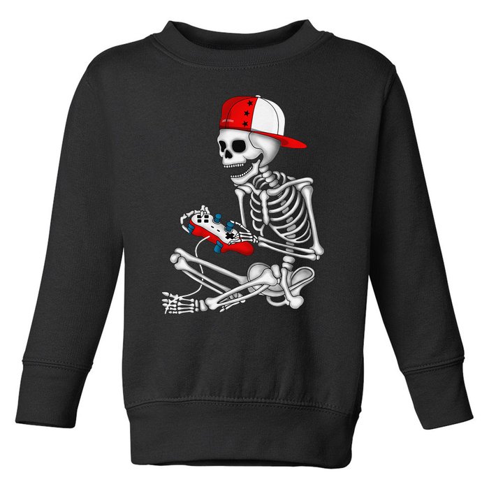 Halloween Skeleton Gamer Video Gaming Gift Toddler Sweatshirt