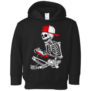 Halloween Skeleton Gamer Video Gaming Gift Toddler Hoodie