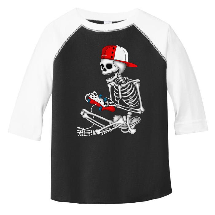 Halloween Skeleton Gamer Video Gaming Gift Toddler Fine Jersey T-Shirt