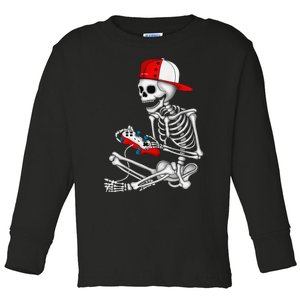 Halloween Skeleton Gamer Video Gaming Gift Toddler Long Sleeve Shirt