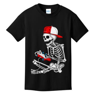 Halloween Skeleton Gamer Video Gaming Gift Kids T-Shirt