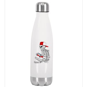 Halloween Skeleton Gamer Video Gaming Gift Stainless Steel Insulated Water Bottle