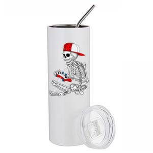 Halloween Skeleton Gamer Video Gaming Gift Stainless Steel Tumbler