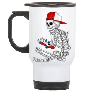 Halloween Skeleton Gamer Video Gaming Gift Stainless Steel Travel Mug