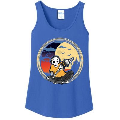 Halloween Skeleton Gamer Playing Videogame Cool Gift Ladies Essential Tank