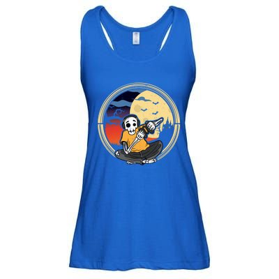 Halloween Skeleton Gamer Playing Videogame Cool Gift Ladies Essential Flowy Tank