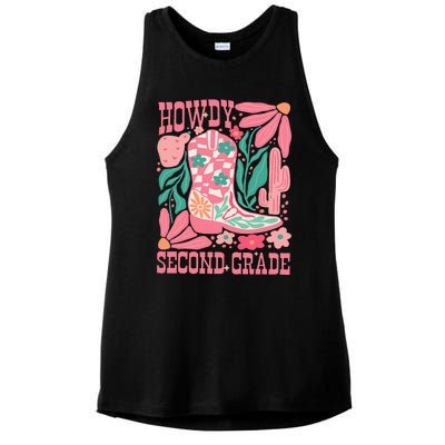 Howdy Second Grade Western 2nd Grade Teacher Cowboy Cowgirl Ladies PosiCharge Tri-Blend Wicking Tank