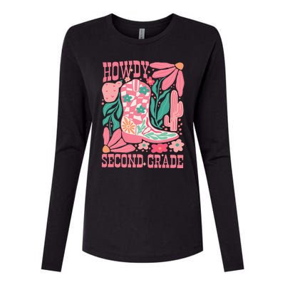 Howdy Second Grade Western 2nd Grade Teacher Cowboy Cowgirl Womens Cotton Relaxed Long Sleeve T-Shirt