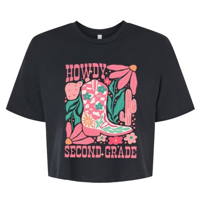 Howdy Second Grade Western 2nd Grade Teacher Cowboy Cowgirl Bella+Canvas Jersey Crop Tee