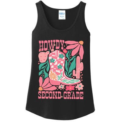 Howdy Second Grade Western 2nd Grade Teacher Cowboy Cowgirl Ladies Essential Tank