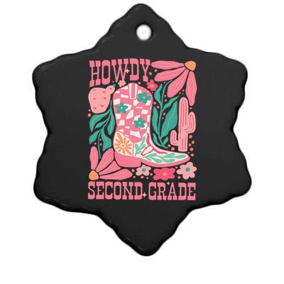 Howdy Second Grade Western 2nd Grade Teacher Cowboy Cowgirl Ceramic Star Ornament