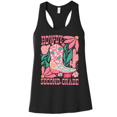 Howdy Second Grade Western 2nd Grade Teacher Cowboy Cowgirl Women's Racerback Tank