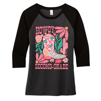 Howdy Second Grade Western 2nd Grade Teacher Cowboy Cowgirl Women's Tri-Blend 3/4-Sleeve Raglan Shirt