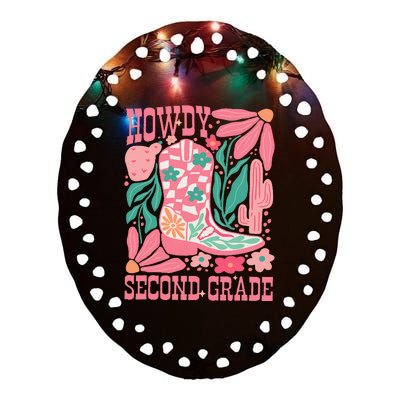 Howdy Second Grade Western 2nd Grade Teacher Cowboy Cowgirl Ceramic Oval Ornament