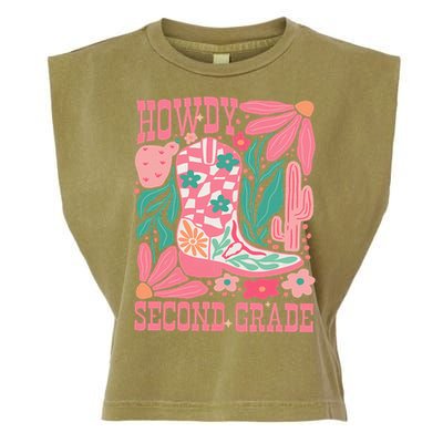 Howdy Second Grade Western 2nd Grade Teacher Cowboy Cowgirl Garment-Dyed Women's Muscle Tee