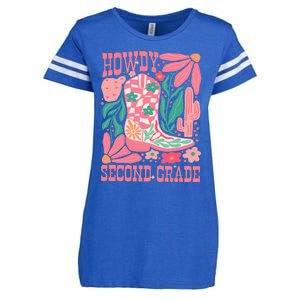 Howdy Second Grade Western 2nd Grade Teacher Cowboy Cowgirl Enza Ladies Jersey Football T-Shirt