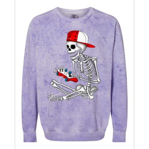 Halloween Skeleton Gamer Video Gaming Gift Colorblast Crewneck Sweatshirt