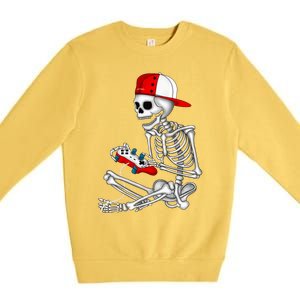 Halloween Skeleton Gamer Video Gaming Gift Premium Crewneck Sweatshirt