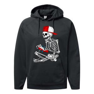 Halloween Skeleton Gamer Video Gaming Gift Performance Fleece Hoodie