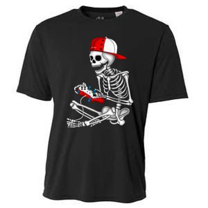 Halloween Skeleton Gamer Video Gaming Gift Cooling Performance Crew T-Shirt