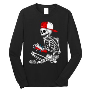 Halloween Skeleton Gamer Video Gaming Gift Long Sleeve Shirt