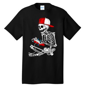 Halloween Skeleton Gamer Video Gaming Gift Tall T-Shirt