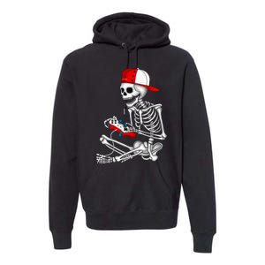 Halloween Skeleton Gamer Video Gaming Gift Premium Hoodie