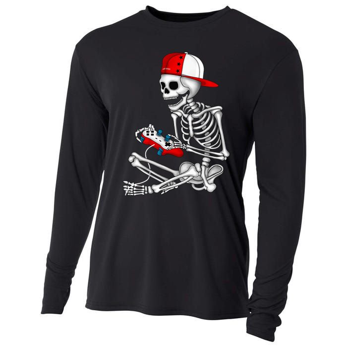 Halloween Skeleton Gamer Video Gaming Gift Cooling Performance Long Sleeve Crew