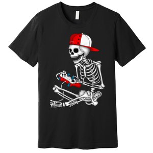 Halloween Skeleton Gamer Video Gaming Gift Premium T-Shirt