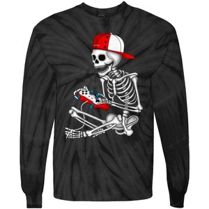 Halloween Skeleton Gamer Video Gaming Gift Tie-Dye Long Sleeve Shirt