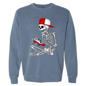 Halloween Skeleton Gamer Video Gaming Gift Garment-Dyed Sweatshirt