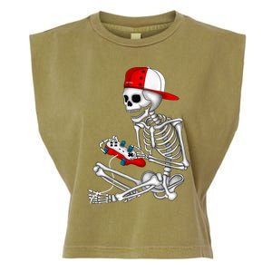 Halloween Skeleton Gamer Video Gaming Gift Garment-Dyed Women's Muscle Tee