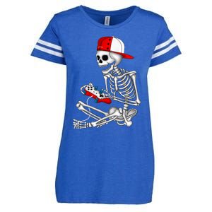 Halloween Skeleton Gamer Video Gaming Gift Enza Ladies Jersey Football T-Shirt