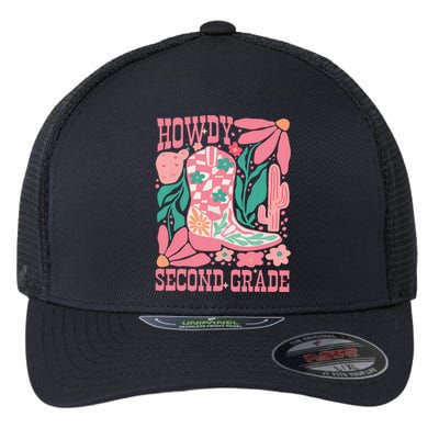 Howdy Second Grade Western 2nd Grade Teacher Cowboy Cowgirl Flexfit Unipanel Trucker Cap