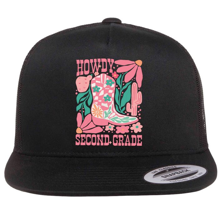 Howdy Second Grade Western 2nd Grade Teacher Cowboy Cowgirl Flat Bill Trucker Hat